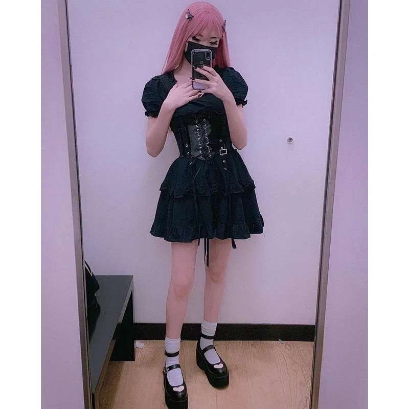 "DARK BLACK GOTHIC LOLITA" DRESS N082904