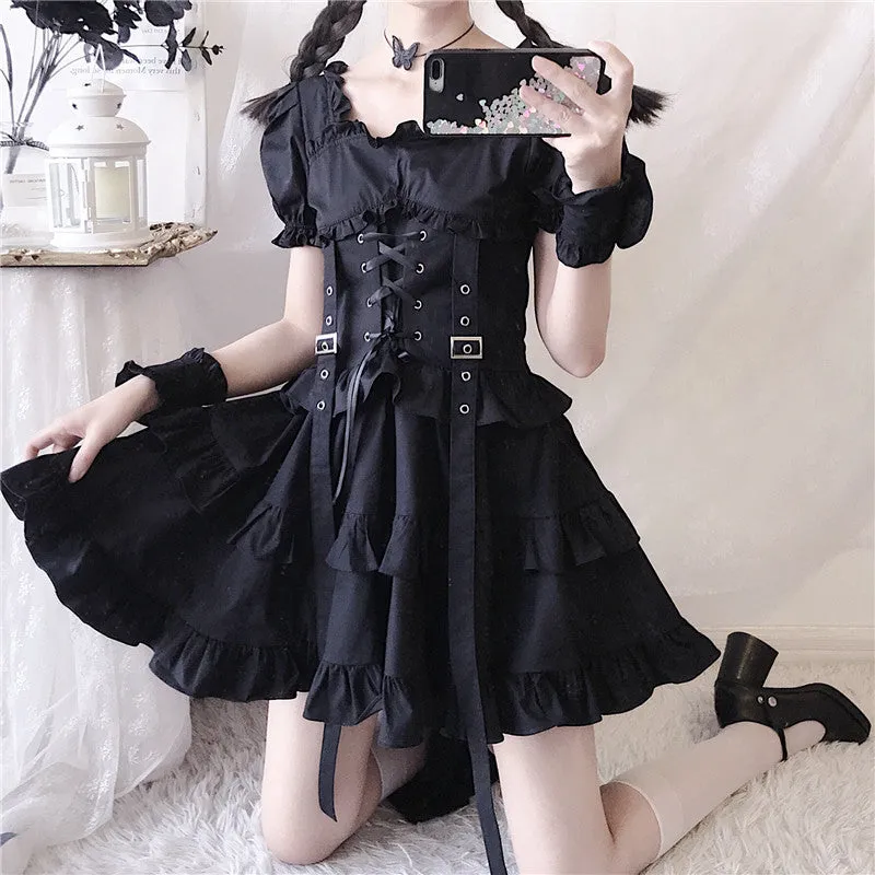 "DARK BLACK GOTHIC LOLITA" DRESS N082904