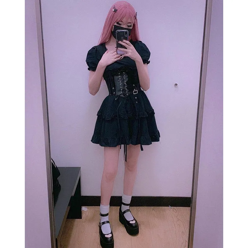 "DARK BLACK GOTHIC LOLITA" DRESS N082904