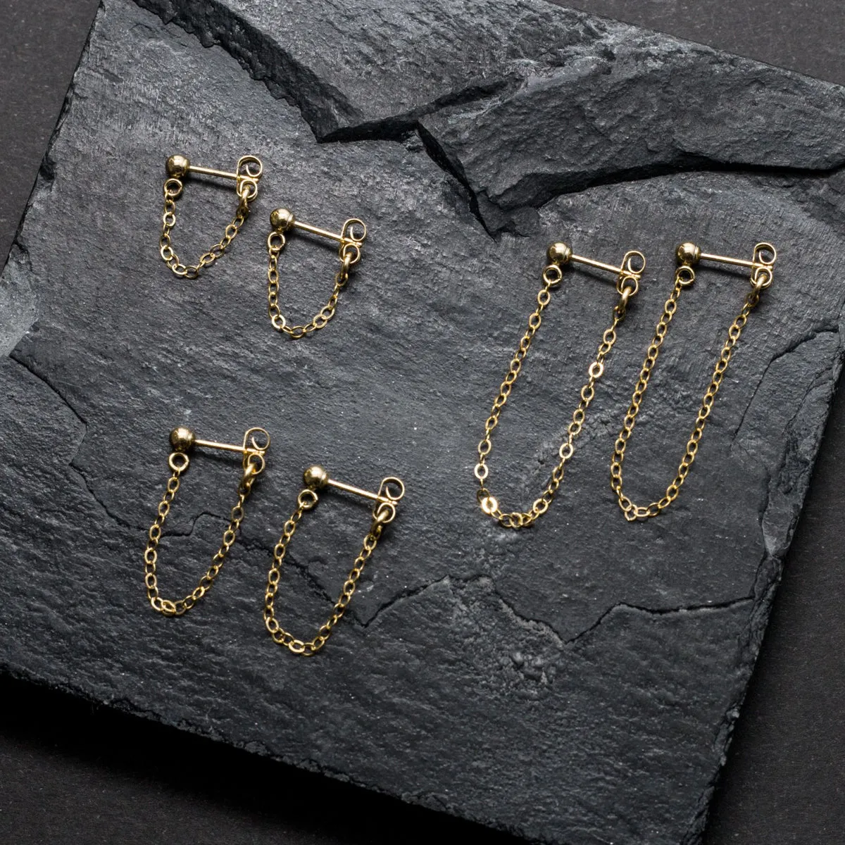 "front-to-back" chain earrings - classic cable