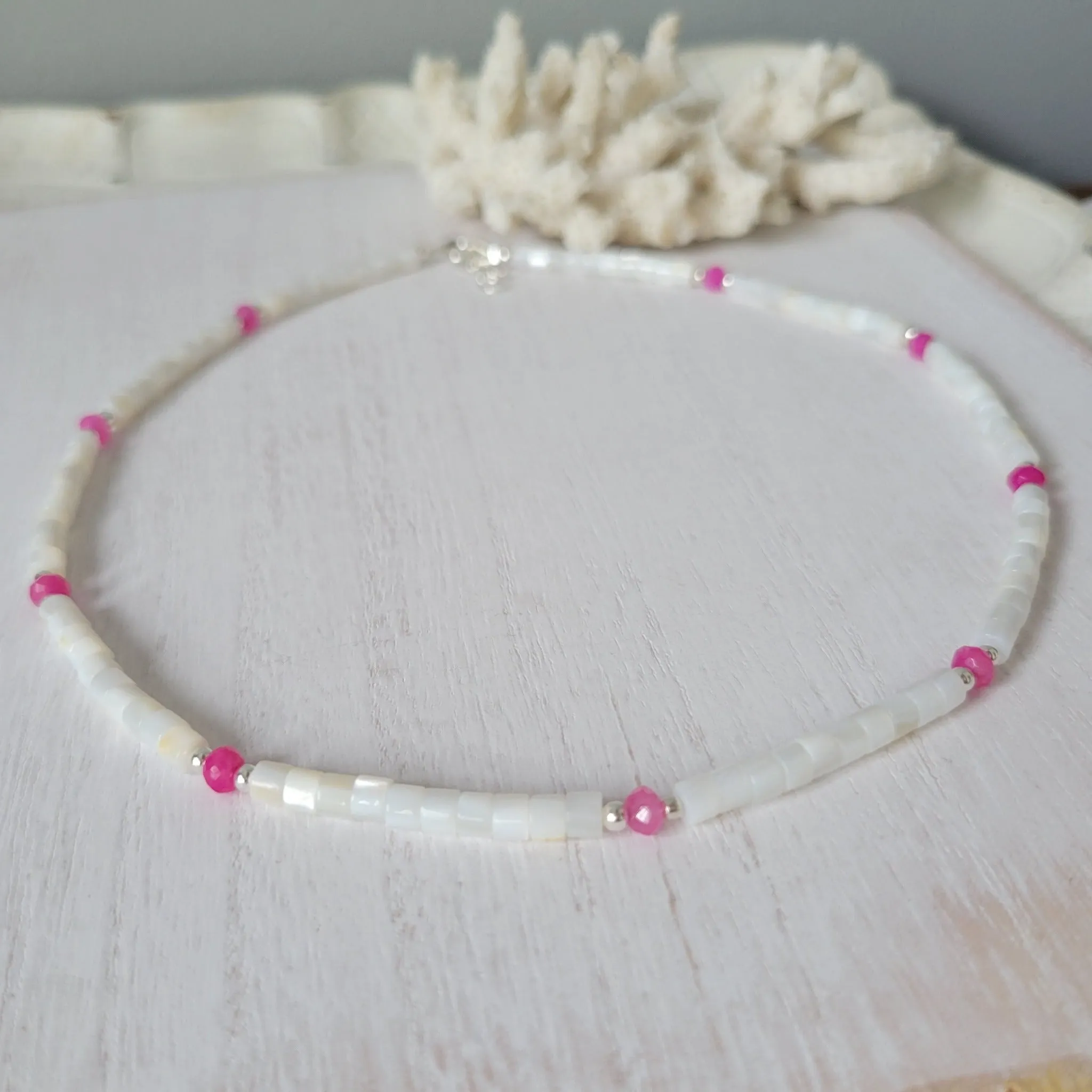 "Grommet" Heishi Shell & Crystal Girl's Surfer or Yin & Yang Necklaces - Multiple Colors Available