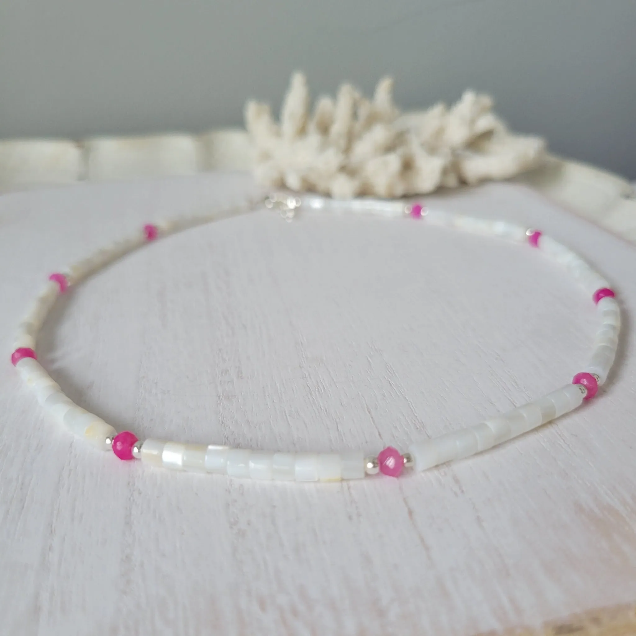 "Grommet" Heishi Shell & Crystal Girl's Surfer or Yin & Yang Necklaces - Multiple Colors Available