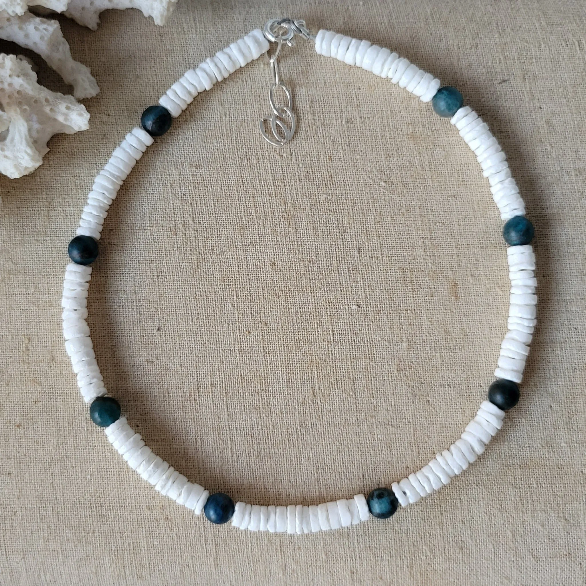 "Lil Grom" White Heishi Shell and Stone Bead Surfer Necklaces - Multiple Colors Available