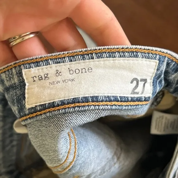 Rag &amp; Bone Dre Low Rise Boyfriend Distressed Cutoff Jean Shorts 27 Stella Blue