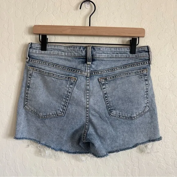 Rag &amp; Bone Dre Low Rise Boyfriend Distressed Cutoff Jean Shorts 27 Stella Blue