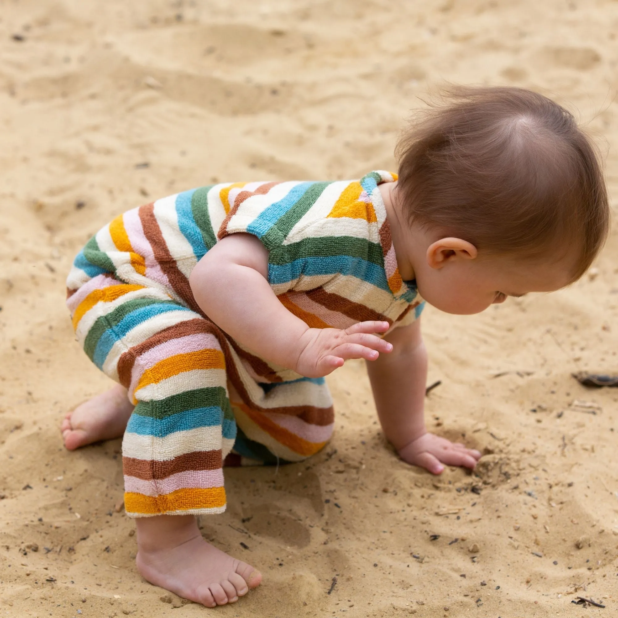 Rainbow Striped Towelling Romper