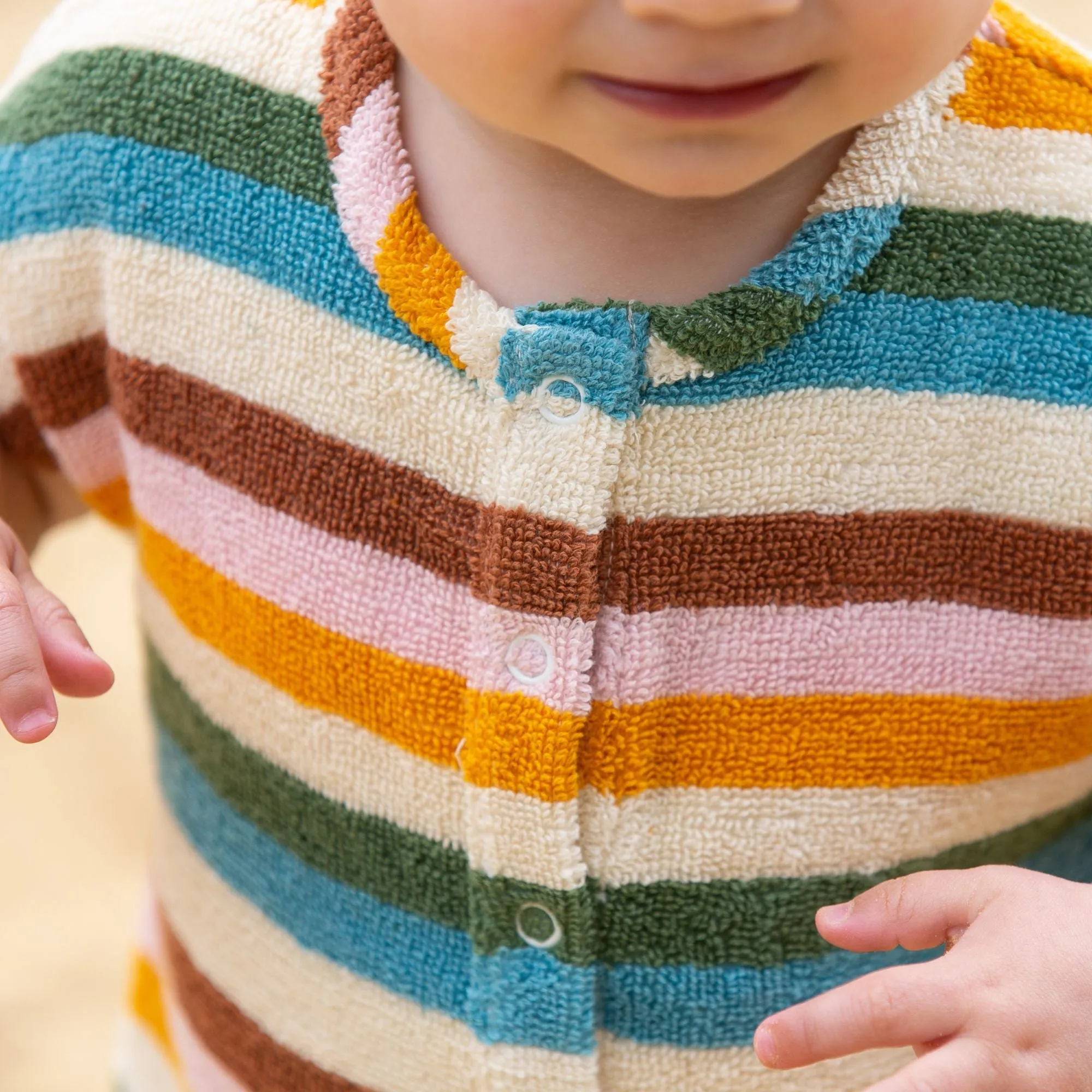 Rainbow Striped Towelling Romper