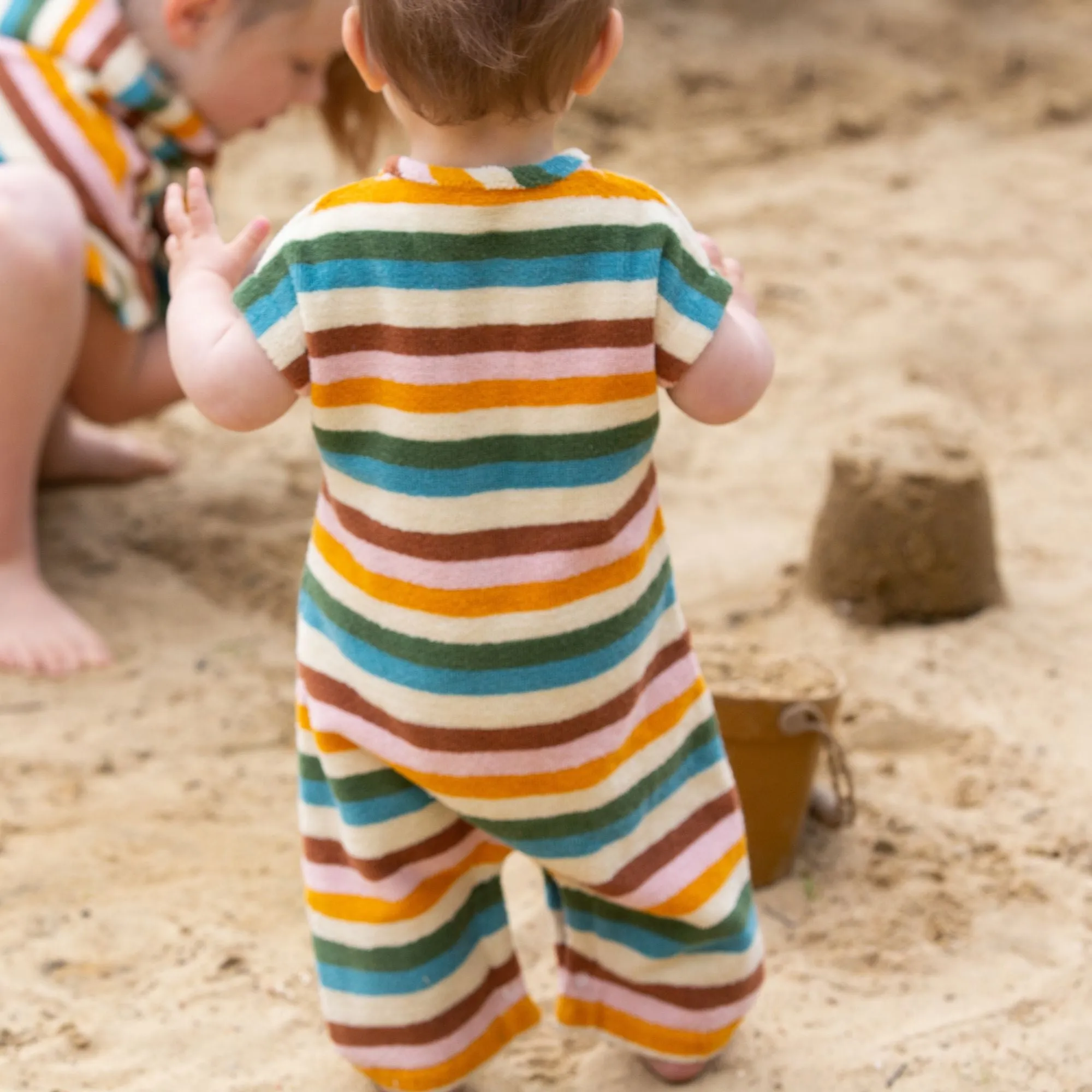 Rainbow Striped Towelling Romper