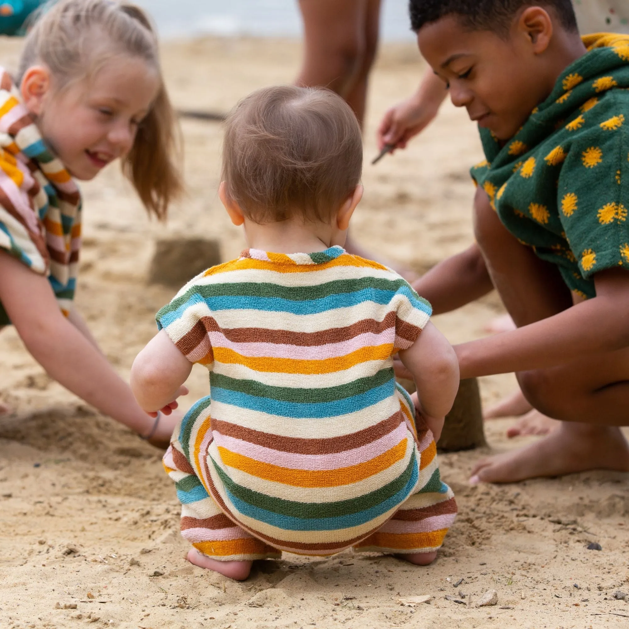 Rainbow Striped Towelling Romper