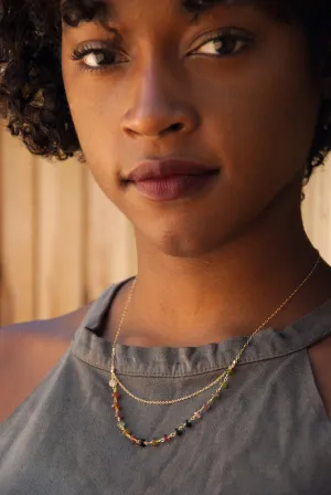 rainbow tourmaline "double-layer" chain necklace