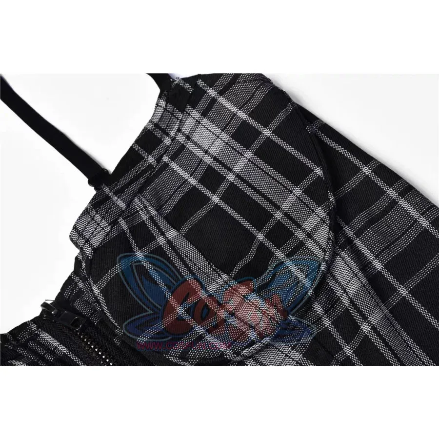 【READY TO SHIP】Gothic Grunge Spaghetti Strap Plaid Mini Dress mp005895
