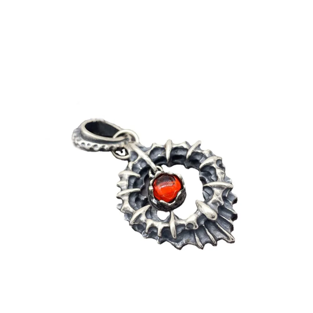 Real Solid 925 Sterling Silver Necklace Pendant Jewelry Bone Hollow Round HipHop Rock 22"