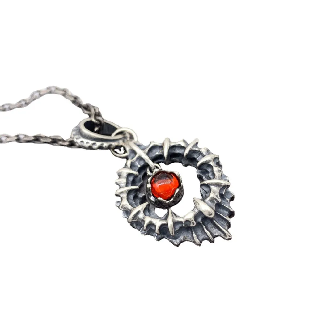 Real Solid 925 Sterling Silver Necklace Pendant Jewelry Bone Hollow Round HipHop Rock 22"