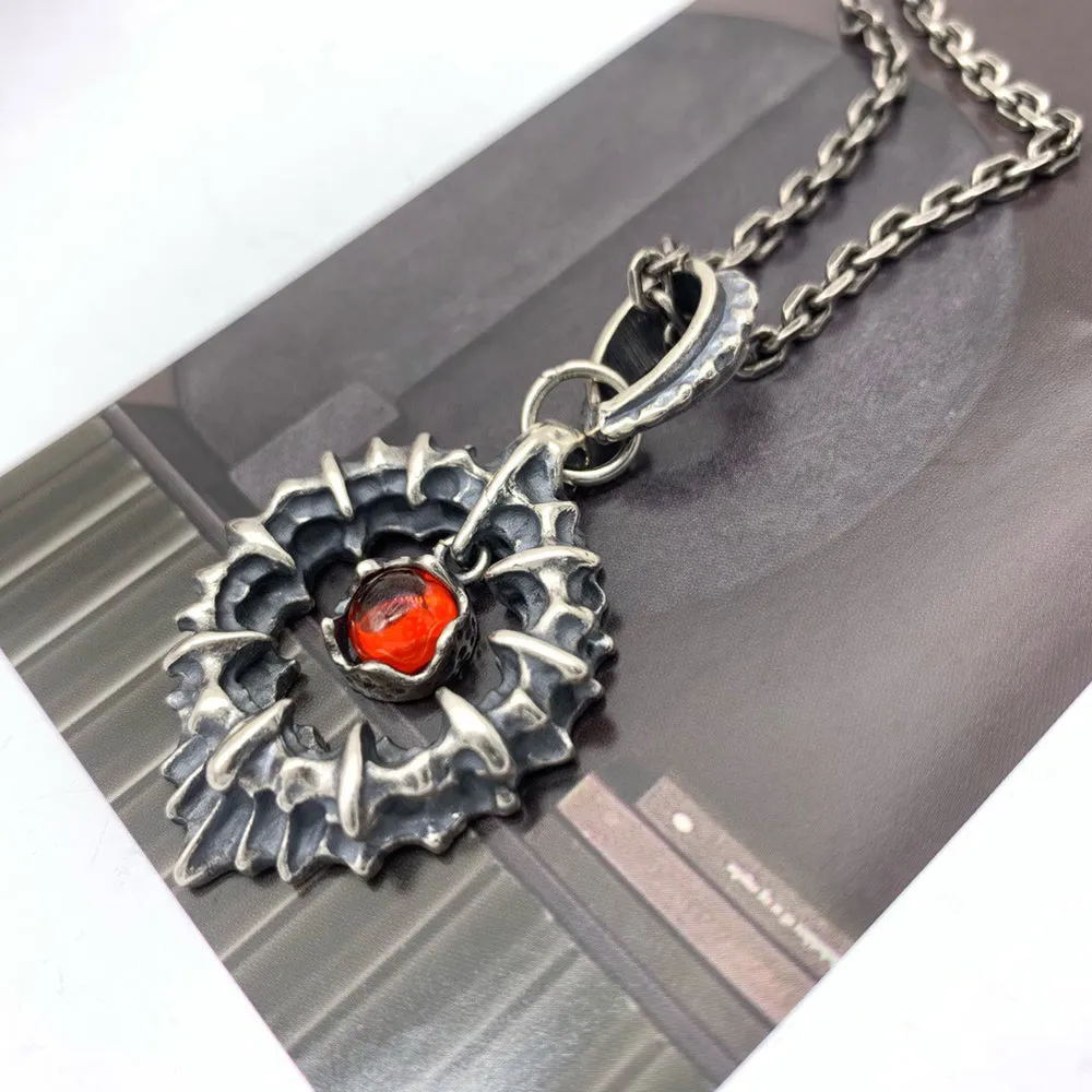 Real Solid 925 Sterling Silver Necklace Pendant Jewelry Bone Hollow Round HipHop Rock 22"