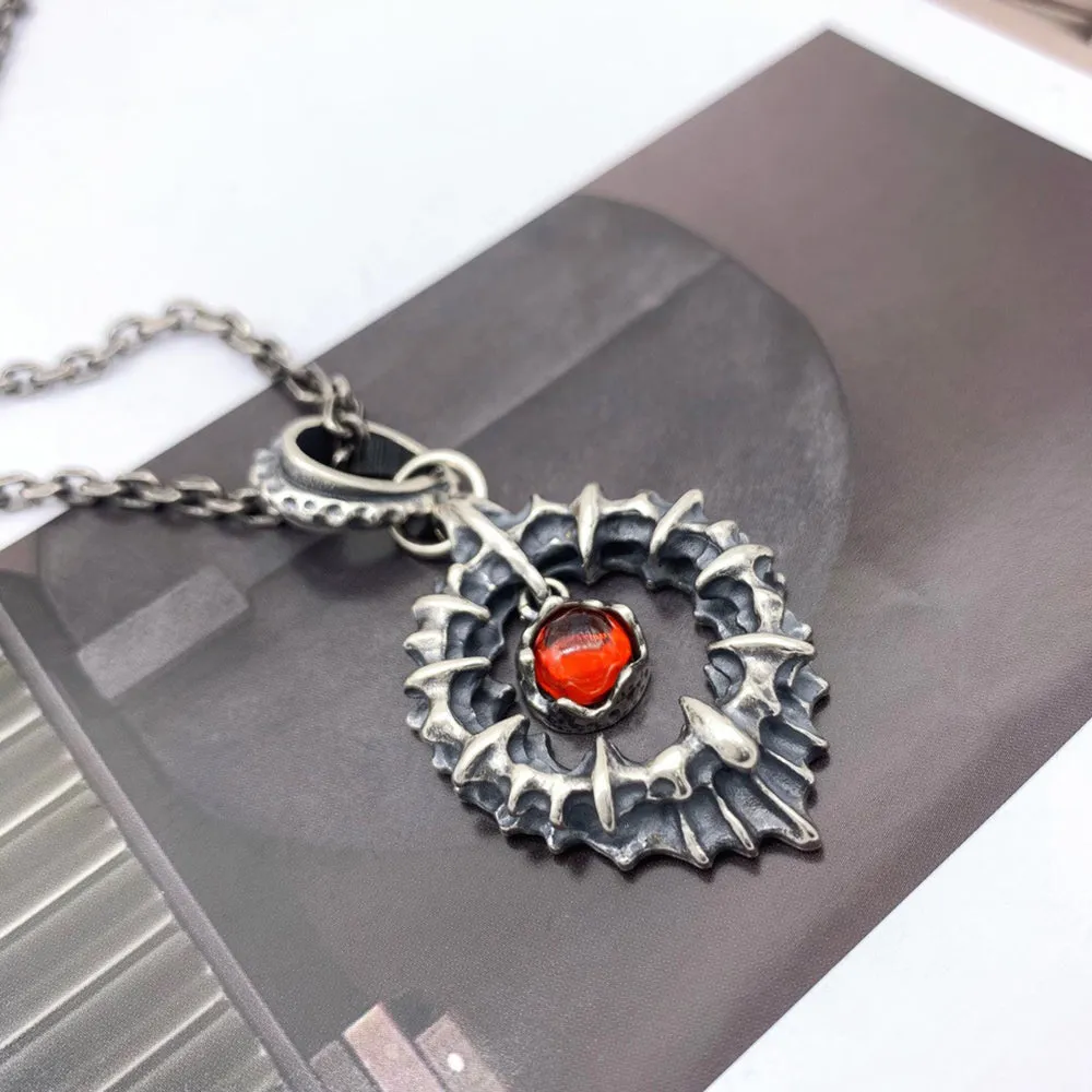 Real Solid 925 Sterling Silver Necklace Pendant Jewelry Bone Hollow Round HipHop Rock 22"