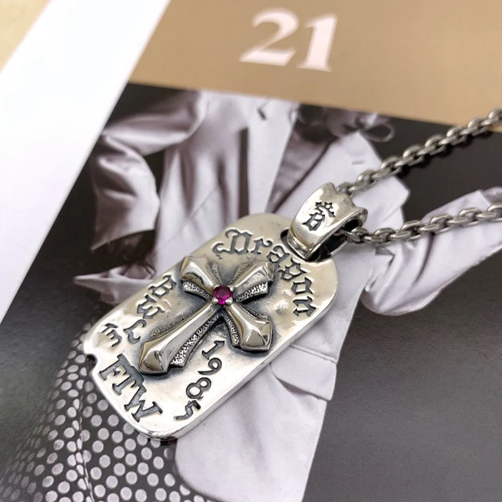 Real Solid 925 Sterling Silver Necklace Pendant Jewelry Cross Amulet Totem 24"