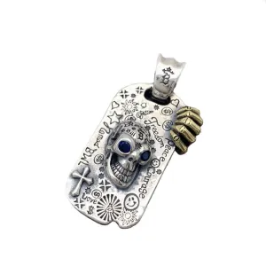 Real Solid 925 Sterling Silver Necklace Pendant Jewelry Cross Skull Graffiti Totem 22"