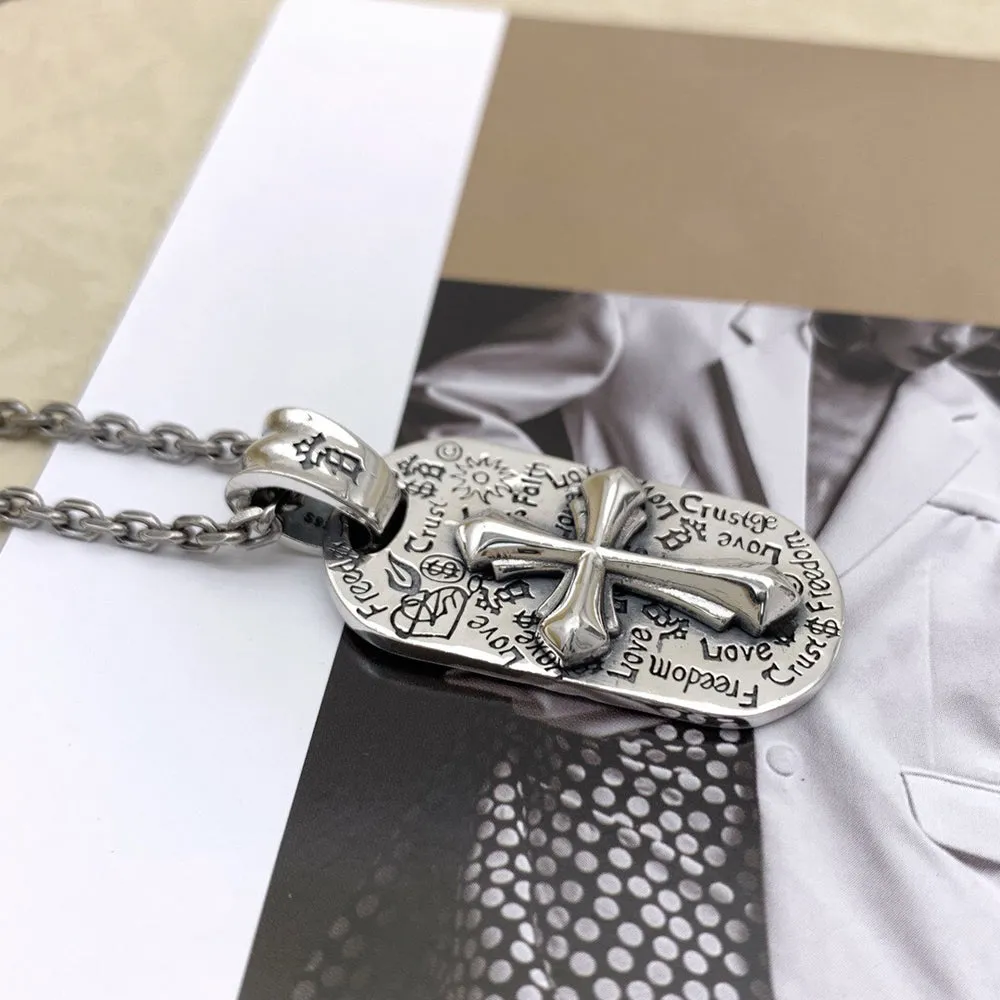 Real Solid 925 Sterling Silver Necklace Pendant Jewelry Cross Sun Amulet HipHop Rock 24"