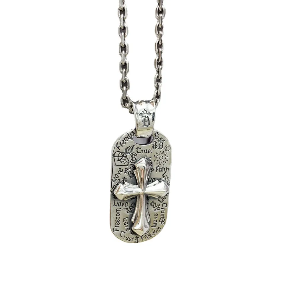 Real Solid 925 Sterling Silver Necklace Pendant Jewelry Cross Sun Amulet HipHop Rock 24"