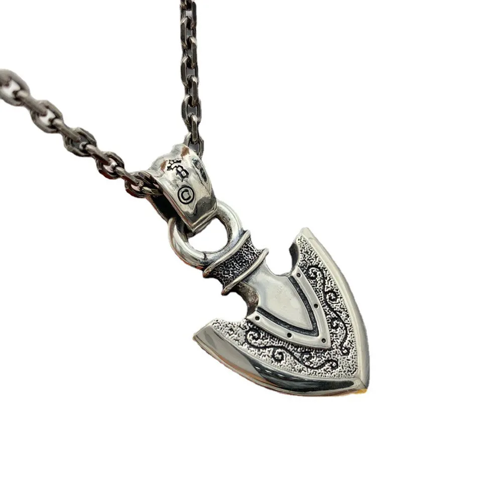 Real Solid 925 Sterling Silver Necklace Pendant Jewelry Shield Arrow Totem Amulet 24"