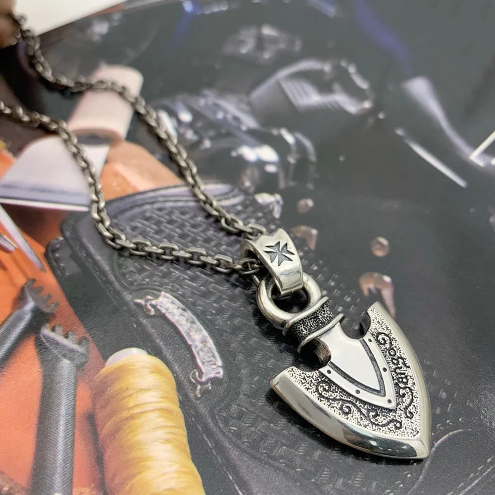 Real Solid 925 Sterling Silver Necklace Pendant Jewelry Shield Arrow Totem Amulet 24"