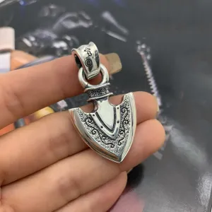 Real Solid 925 Sterling Silver Necklace Pendant Jewelry Shield Arrow Totem Amulet 24"