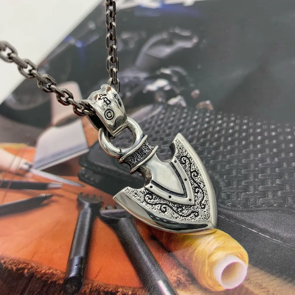 Real Solid 925 Sterling Silver Necklace Pendant Jewelry Shield Arrow Totem Amulet 24"