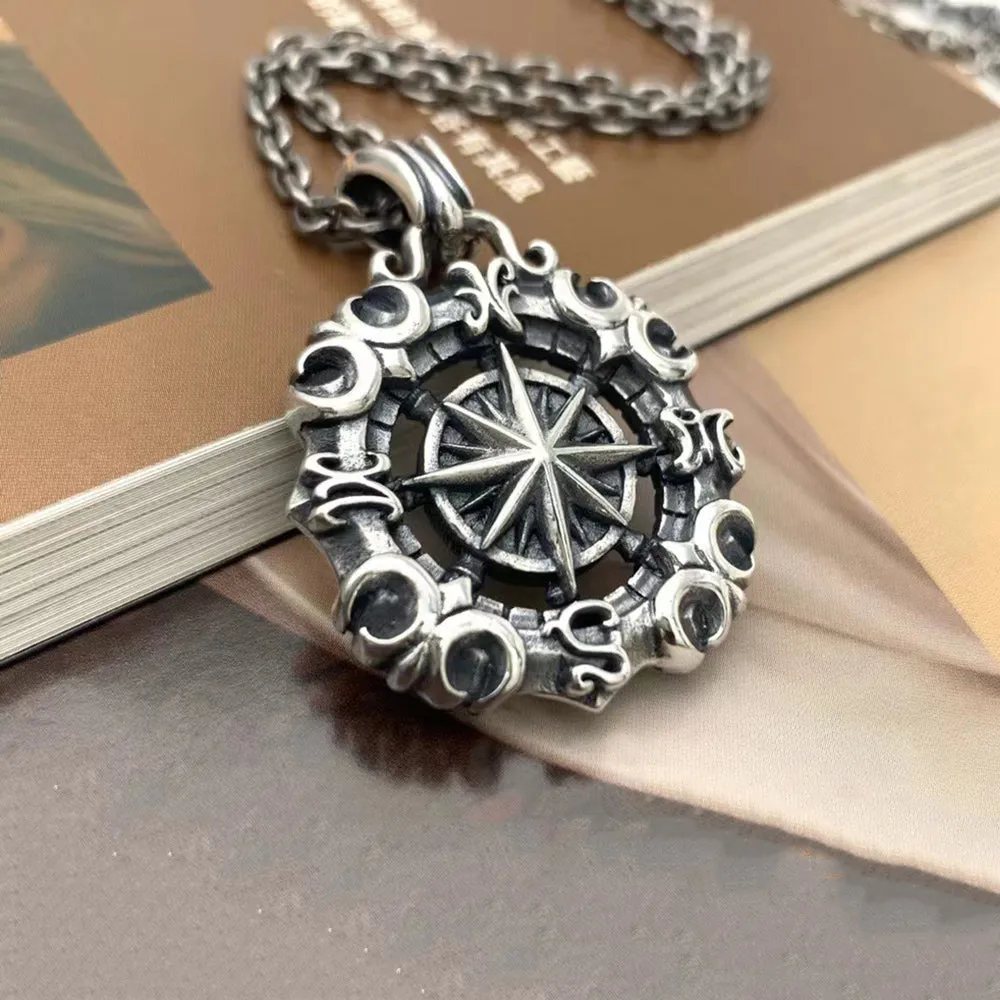 Real Solid 925 Sterling Silver Necklace Pendant Jewelry Stars Compass Anchor 24"