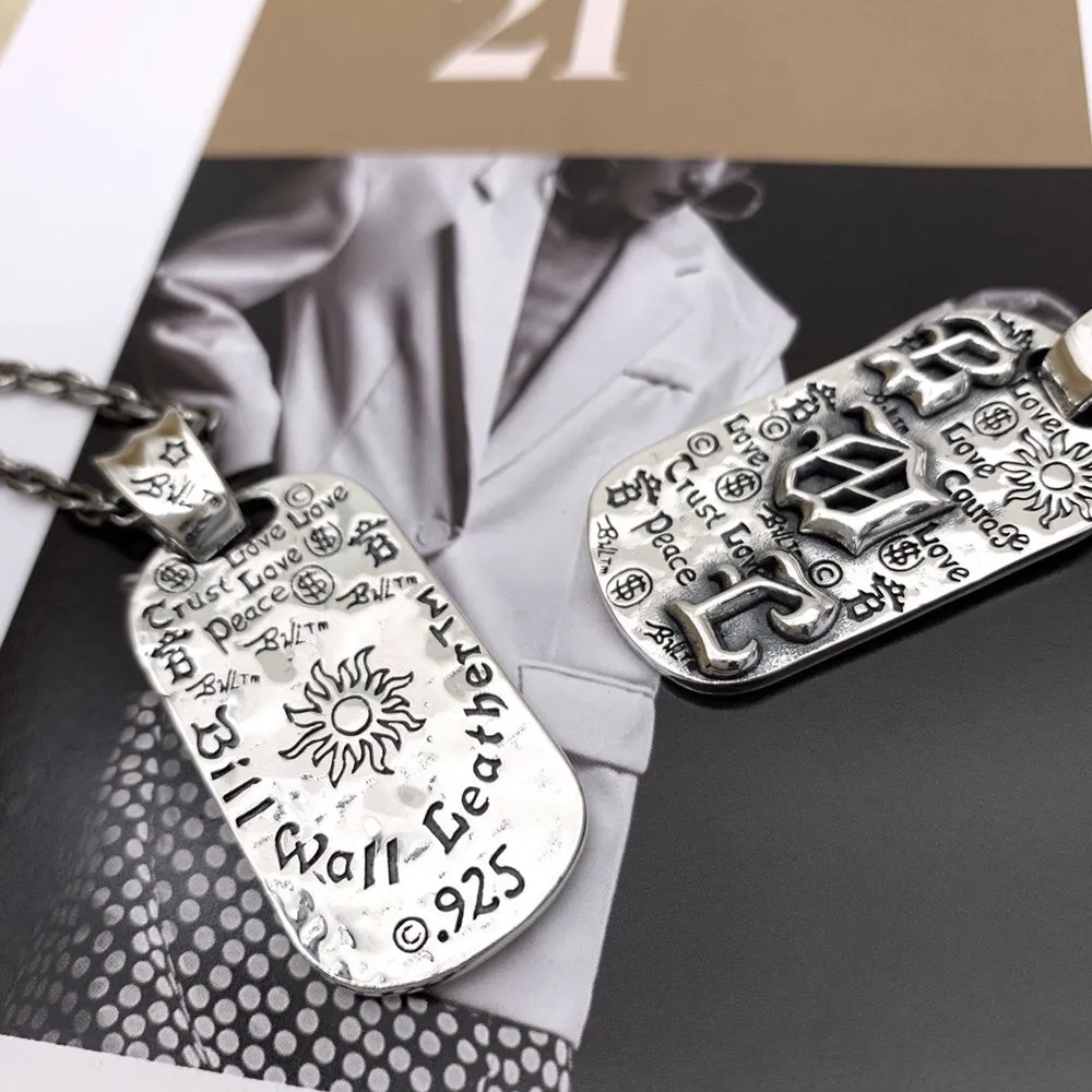 Real Solid 925 Sterling Silver Necklace Pendant Jewelry Sun Amulet Totem Letter 24"