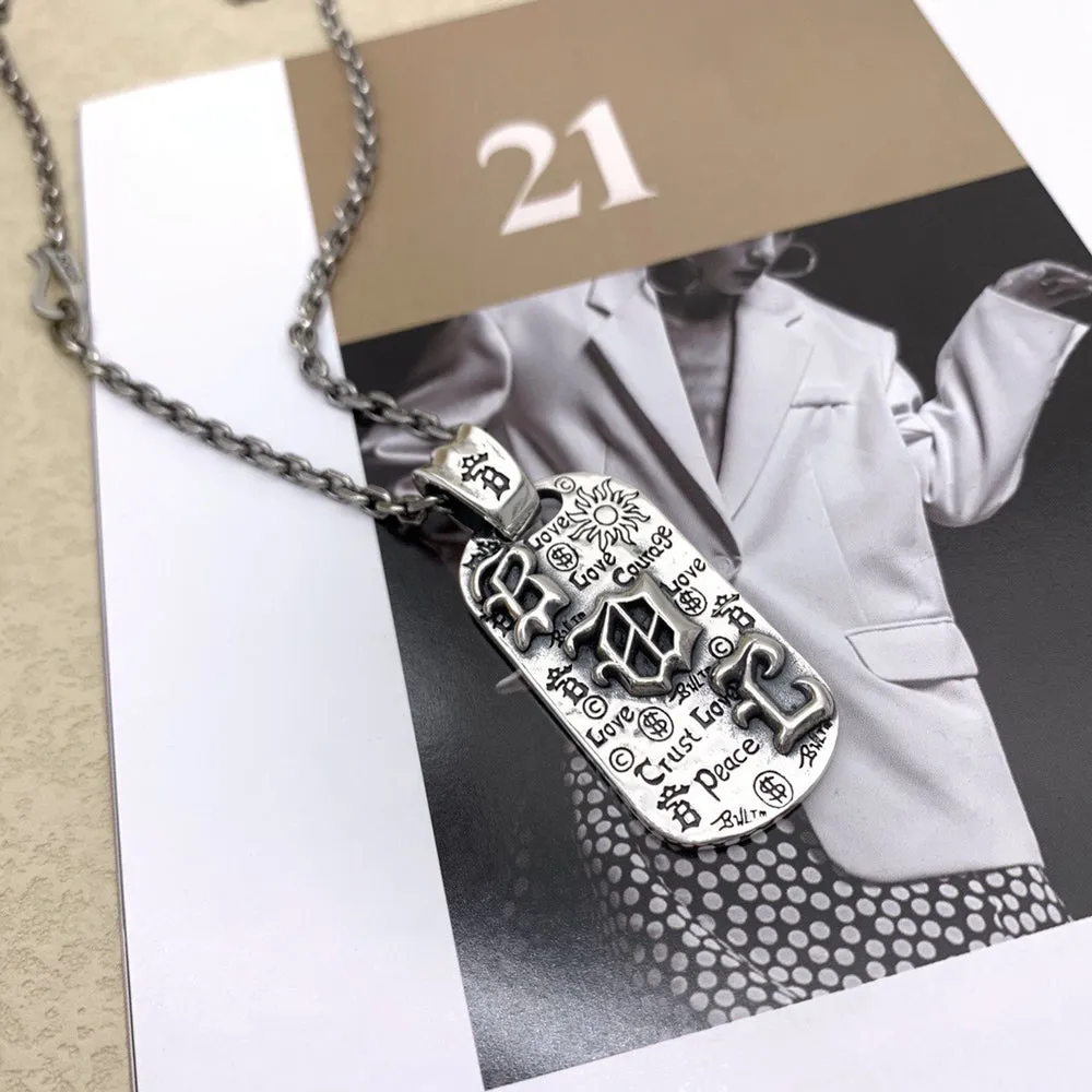 Real Solid 925 Sterling Silver Necklace Pendant Jewelry Sun Amulet Totem Letter 24"