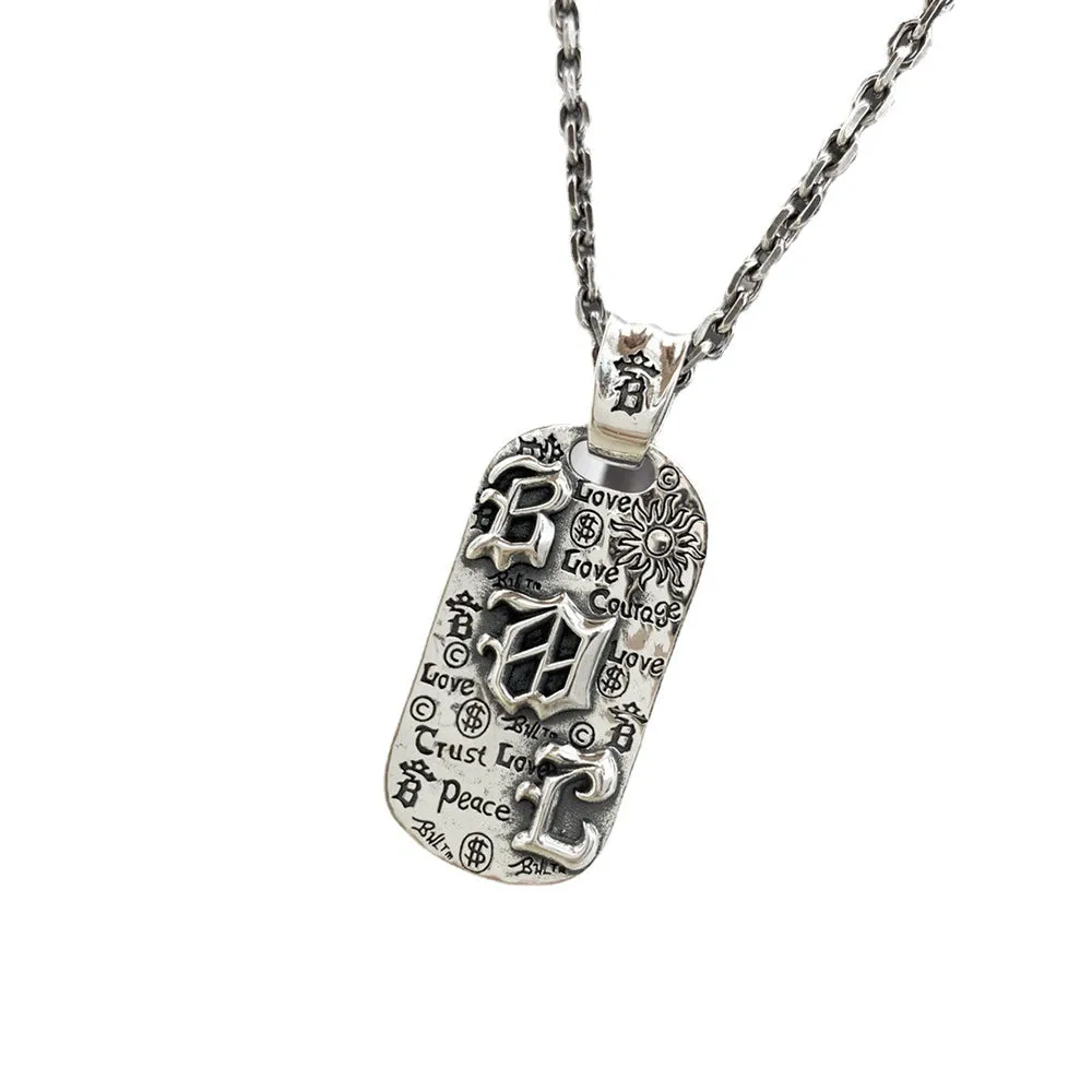 Real Solid 925 Sterling Silver Necklace Pendant Jewelry Sun Amulet Totem Letter 24"