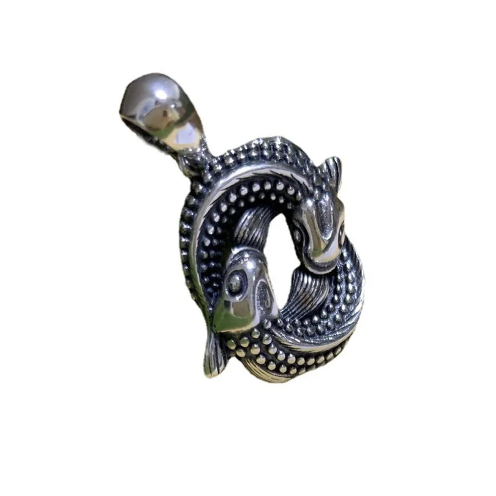 Real Solid 925 Sterling Silver Necklace Pendant Jewelry Wealth Pisces Amulet Carp 22"