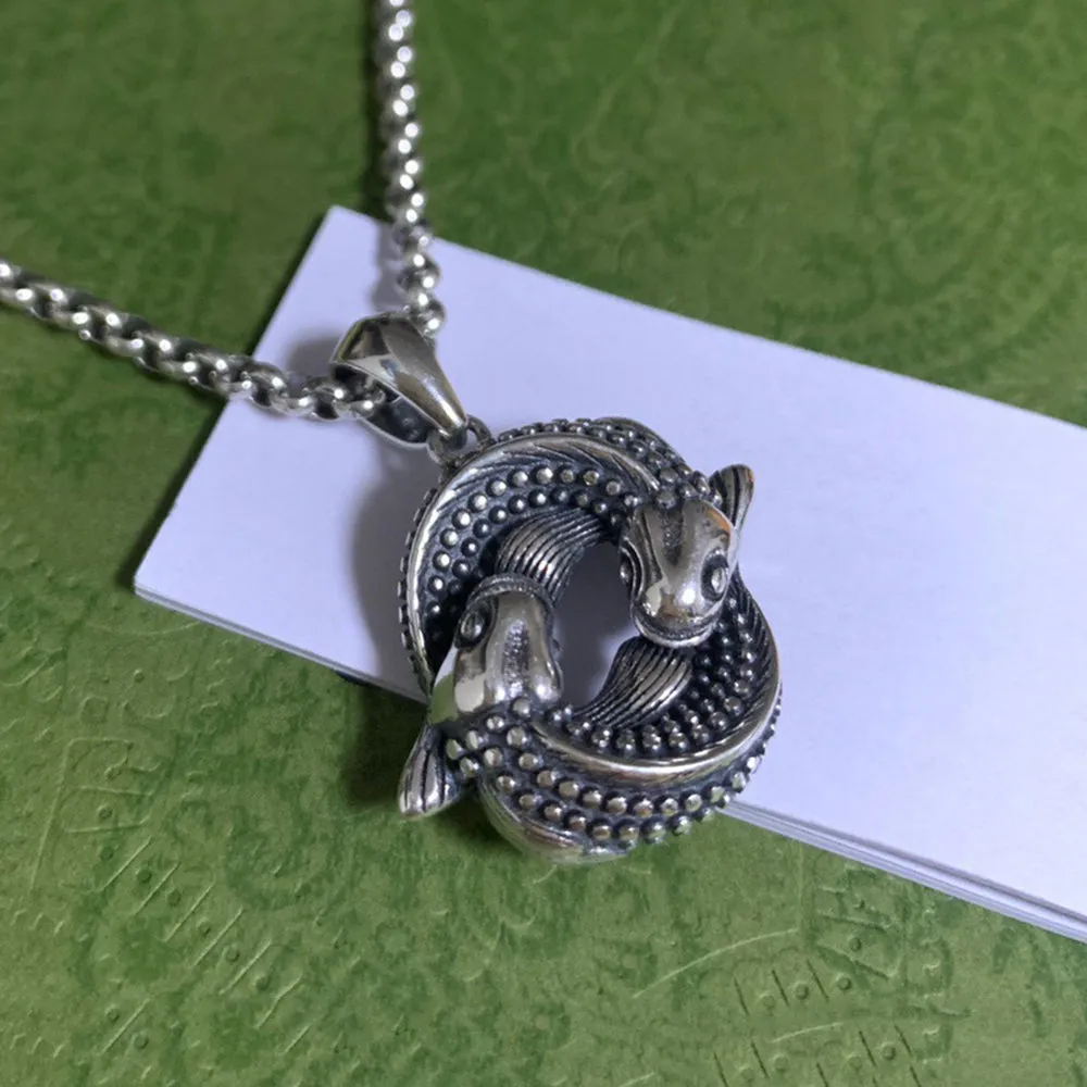 Real Solid 925 Sterling Silver Necklace Pendant Jewelry Wealth Pisces Amulet Carp 22"