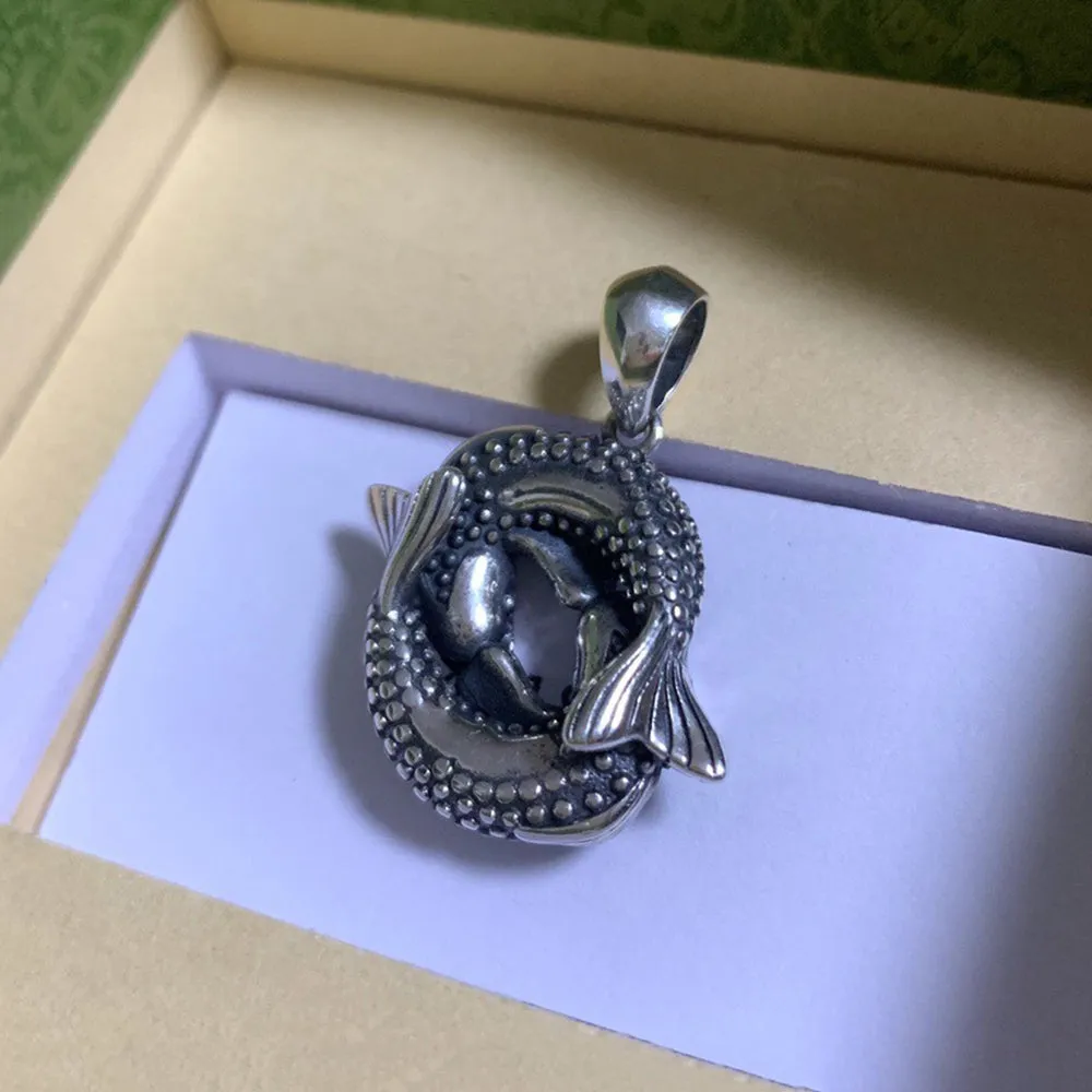 Real Solid 925 Sterling Silver Necklace Pendant Jewelry Wealth Pisces Amulet Carp 22"