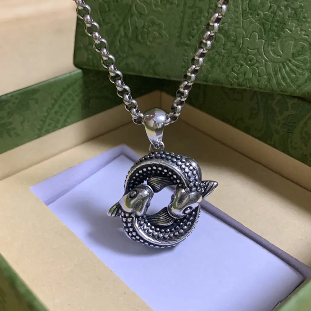 Real Solid 925 Sterling Silver Necklace Pendant Jewelry Wealth Pisces Amulet Carp 22"