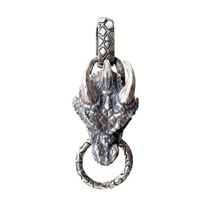 Real Solid 925 Sterling Silver Pendants Animals Dragon Head Gothic Punk Jewelry