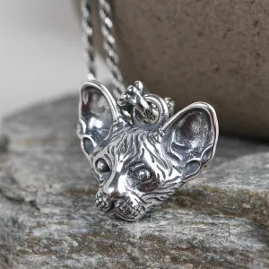 Real Solid 925 Sterling Silver Pendants Beerus Cat Leopard Animal Men Fashion Jewelry