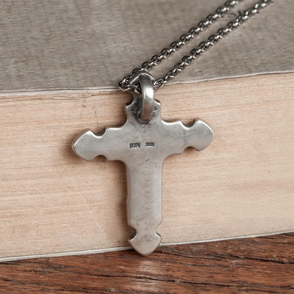 Real Solid 925 Sterling Silver Pendants Cross Fashion Gothic Punk Jewelry