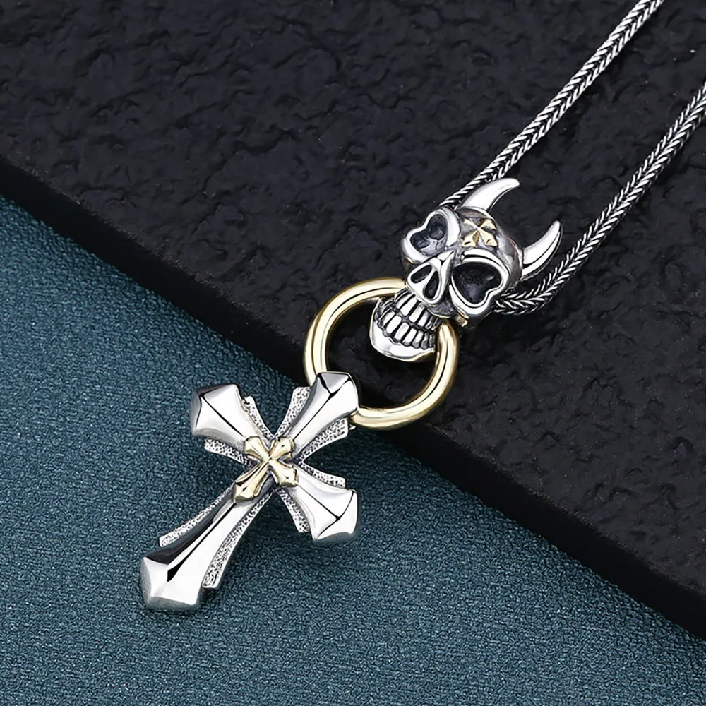 Real Solid 925 Sterling Silver Pendants Cross Skulls Gothic Punk Jewelry