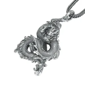 Real Solid 925 Sterling Silver Pendants Dragon Animal Men Fashion Jewelry