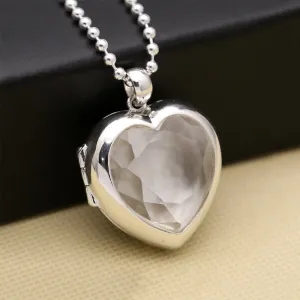 Real Solid 925 Sterling Silver Pendants Heart Box Can Open Om Mani Padme Hum Fashion Jewelry