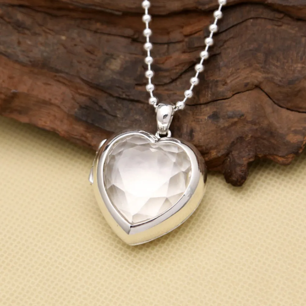 Real Solid 925 Sterling Silver Pendants Heart Box Can Open Om Mani Padme Hum Fashion Jewelry