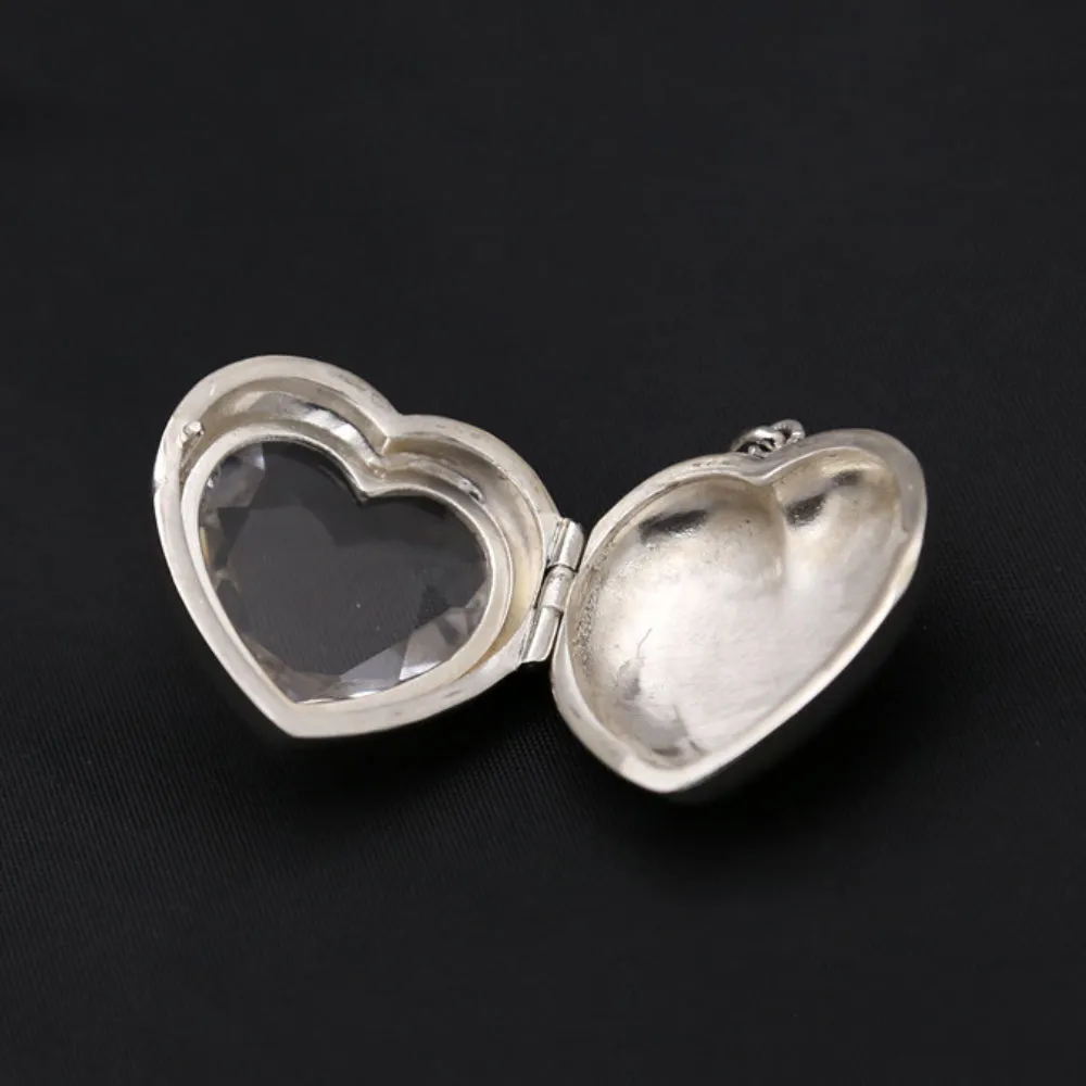 Real Solid 925 Sterling Silver Pendants Heart Box Can Open Om Mani Padme Hum Fashion Jewelry