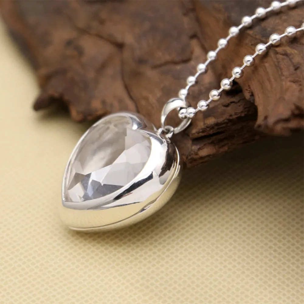 Real Solid 925 Sterling Silver Pendants Heart Box Can Open Om Mani Padme Hum Fashion Jewelry