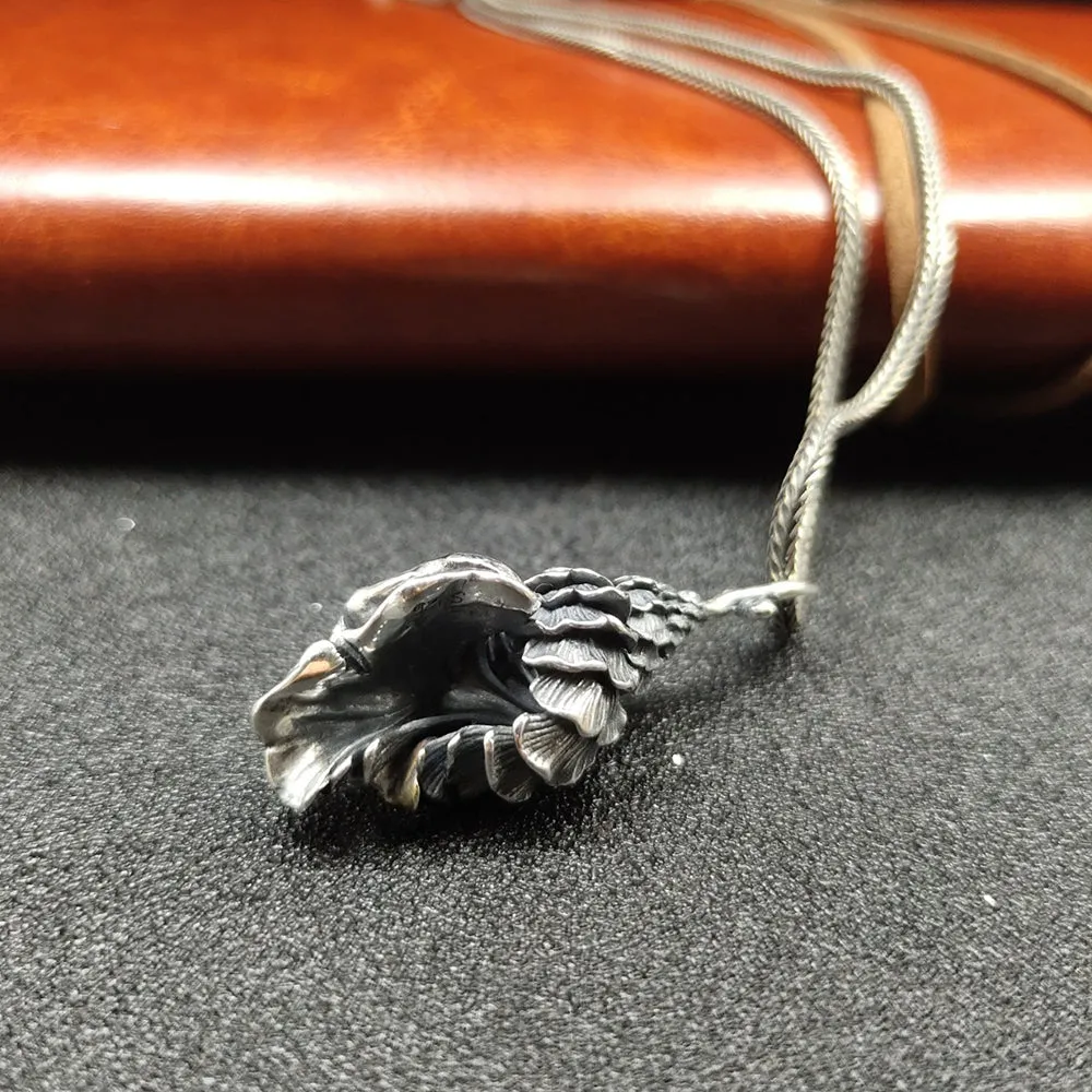 Real Solid 925 Sterling Silver Pendants Sea Snail Beach Fashion Punk Jewelry