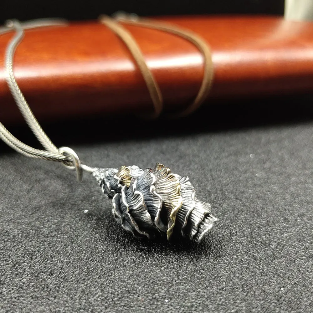 Real Solid 925 Sterling Silver Pendants Sea Snail Beach Fashion Punk Jewelry