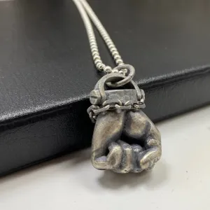 Real Solid 925 Sterling Silver Pendants Strength Fist Sports Chain Punk Gothic Jewelry