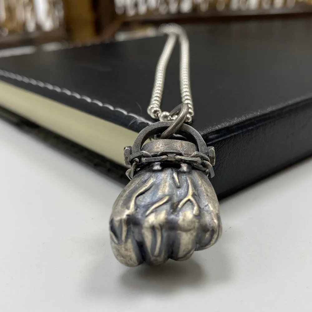 Real Solid 925 Sterling Silver Pendants Strength Fist Sports Chain Punk Gothic Jewelry