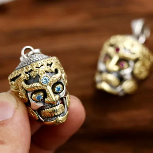 Real Solid 925 Sterling Silver Pendants Sugar Skull Hip Hop Hippie Gothic Goth