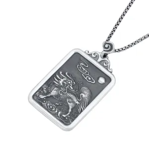 Real Solid 999 Sterling Silver Pendants Animal kirin Auspicious Cloud Fashion Jewelry